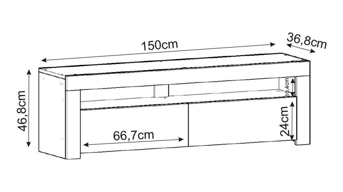 Meuble TV LED 2 portes 1 niche effet travertin 150 cm - Aveiro Meuble TV LED 2 portes 1 niche effet travertin 150 cm - Aveiro