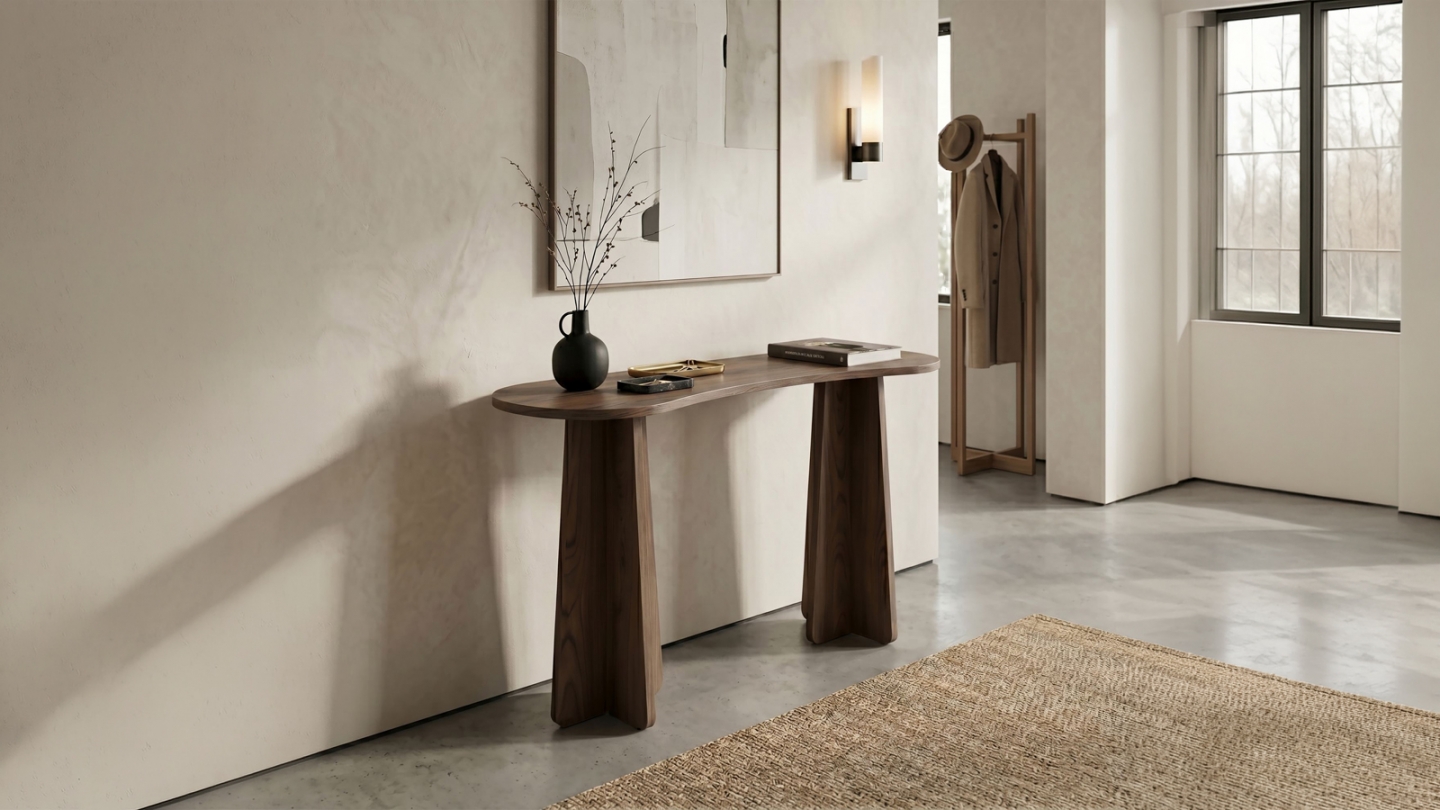 Console effet noyer 120 cm - Elina Console effet noyer 120 cm - Elina