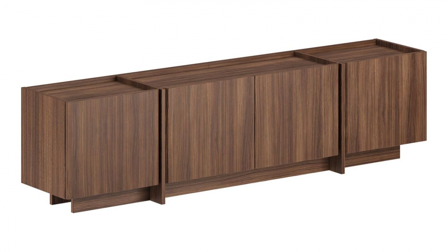 Meuble TV 4 portes effet noyer 180 cm - Hanao Meuble TV 4 portes effet noyer 180 cm - Hanao