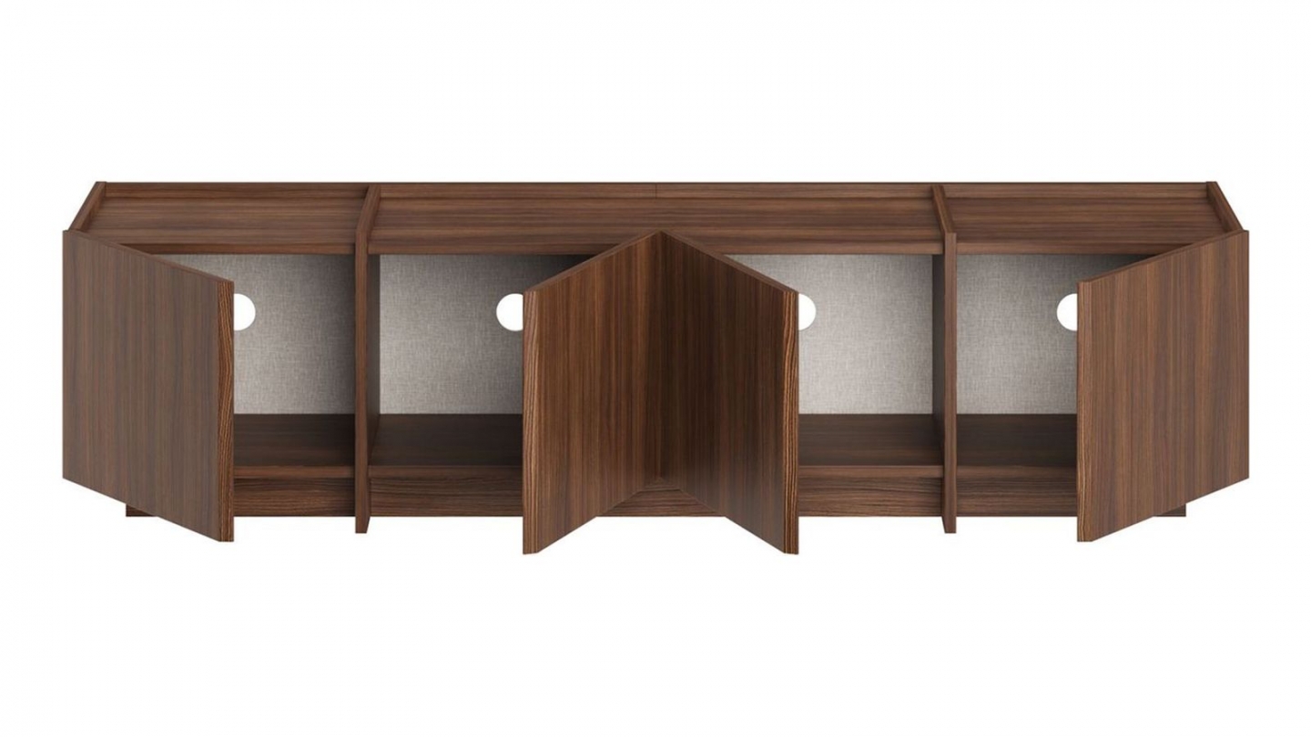 Meuble TV 4 portes effet noyer 180 cm - Hanao Meuble TV 4 portes effet noyer 180 cm - Hanao