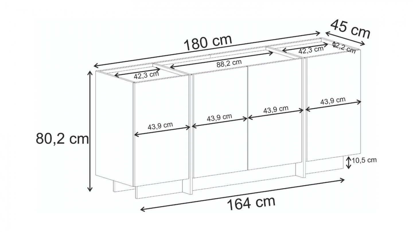 Buffet 4 portes effet noyer 180 cm - Amado Buffet 4 portes effet noyer 180 cm - Amado