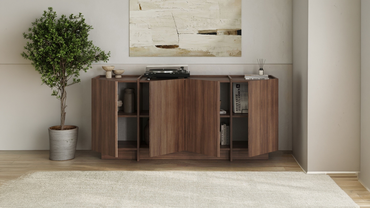 Buffet 4 portes effet noyer 180 cm - Amado Buffet 4 portes effet noyer 180 cm - Amado