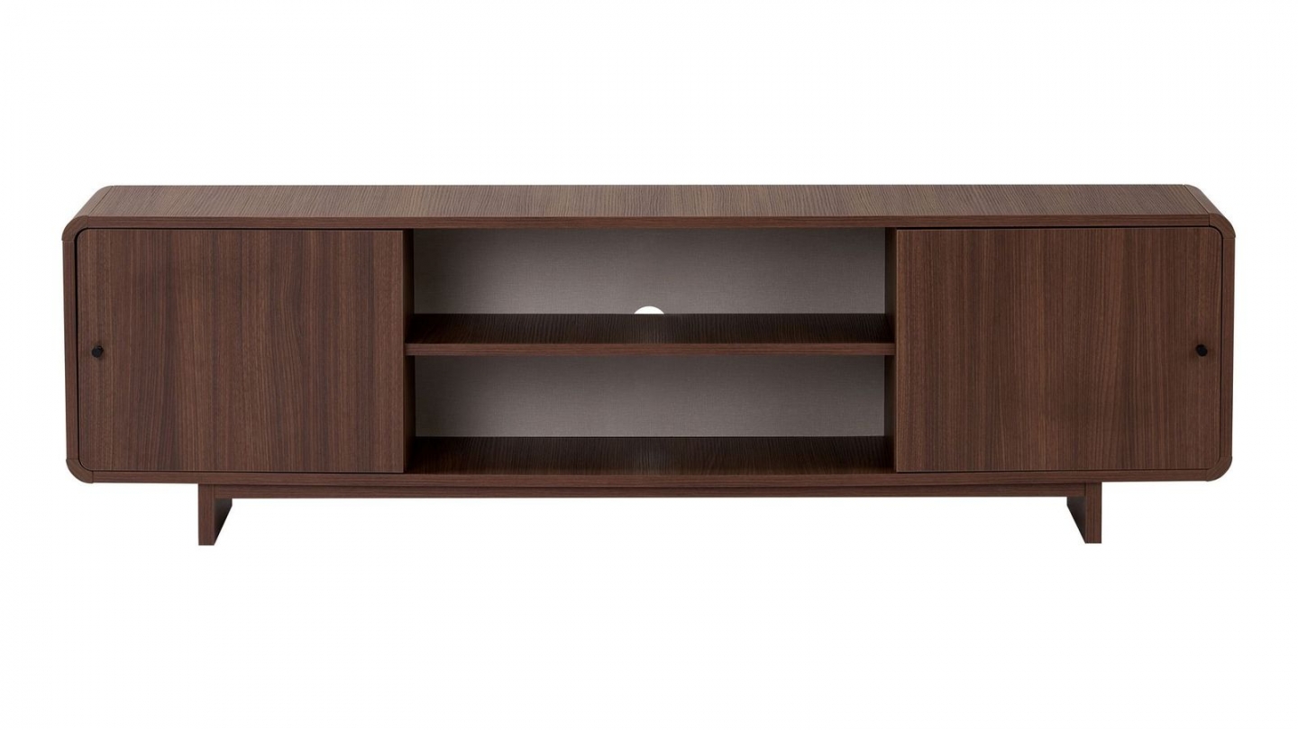 Meuble TV 2 portes 2 niches effet noyer 180 cm - Marno Meuble TV 2 portes 2 niches effet noyer 180 cm - Marno