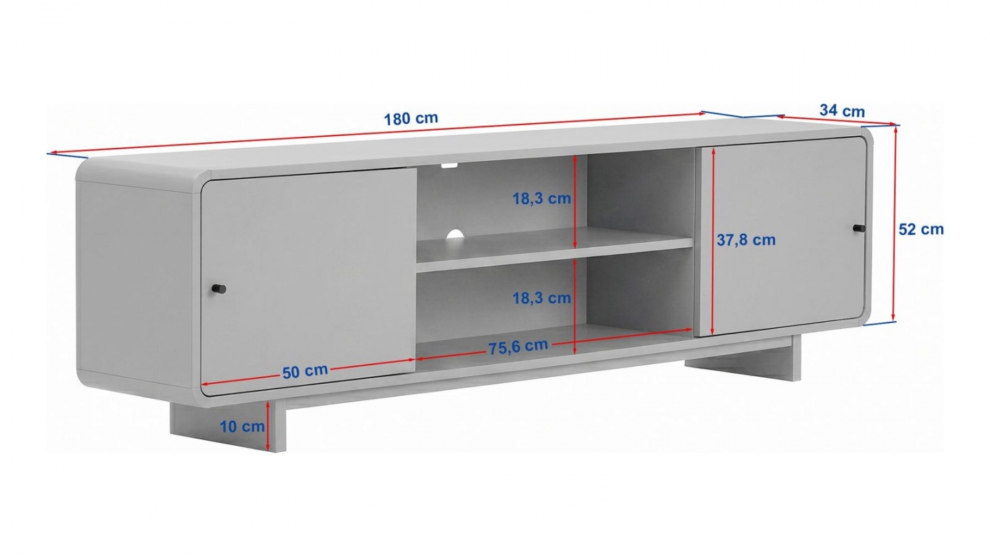 Meuble TV 2 portes 2 niches effet chêne 180 cm - Marno Meuble TV 2 portes 2 niches effet chêne 180 cm - Marno