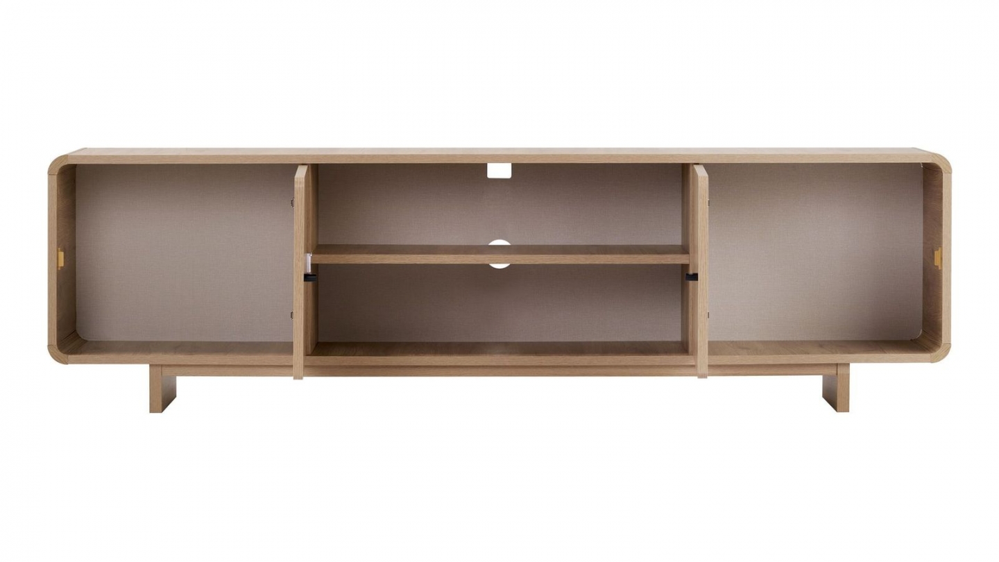 Meuble TV 2 portes 2 niches effet chêne 180 cm - Marno Meuble TV 2 portes 2 niches effet chêne 180 cm - Marno