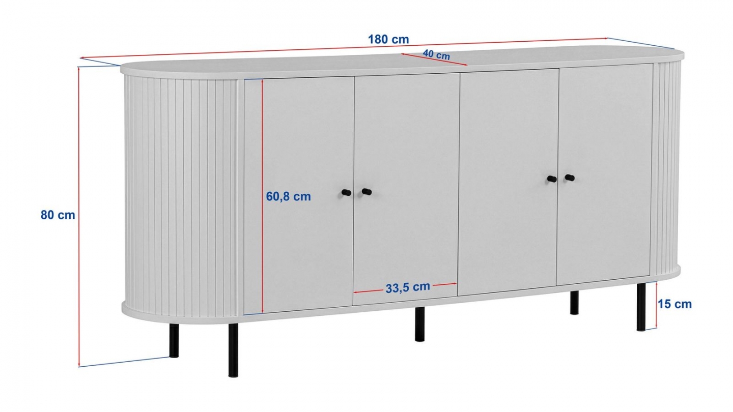 Buffet 4 portes effet noyer 180 cm - Piera Buffet 4 portes effet noyer 180 cm - Piera