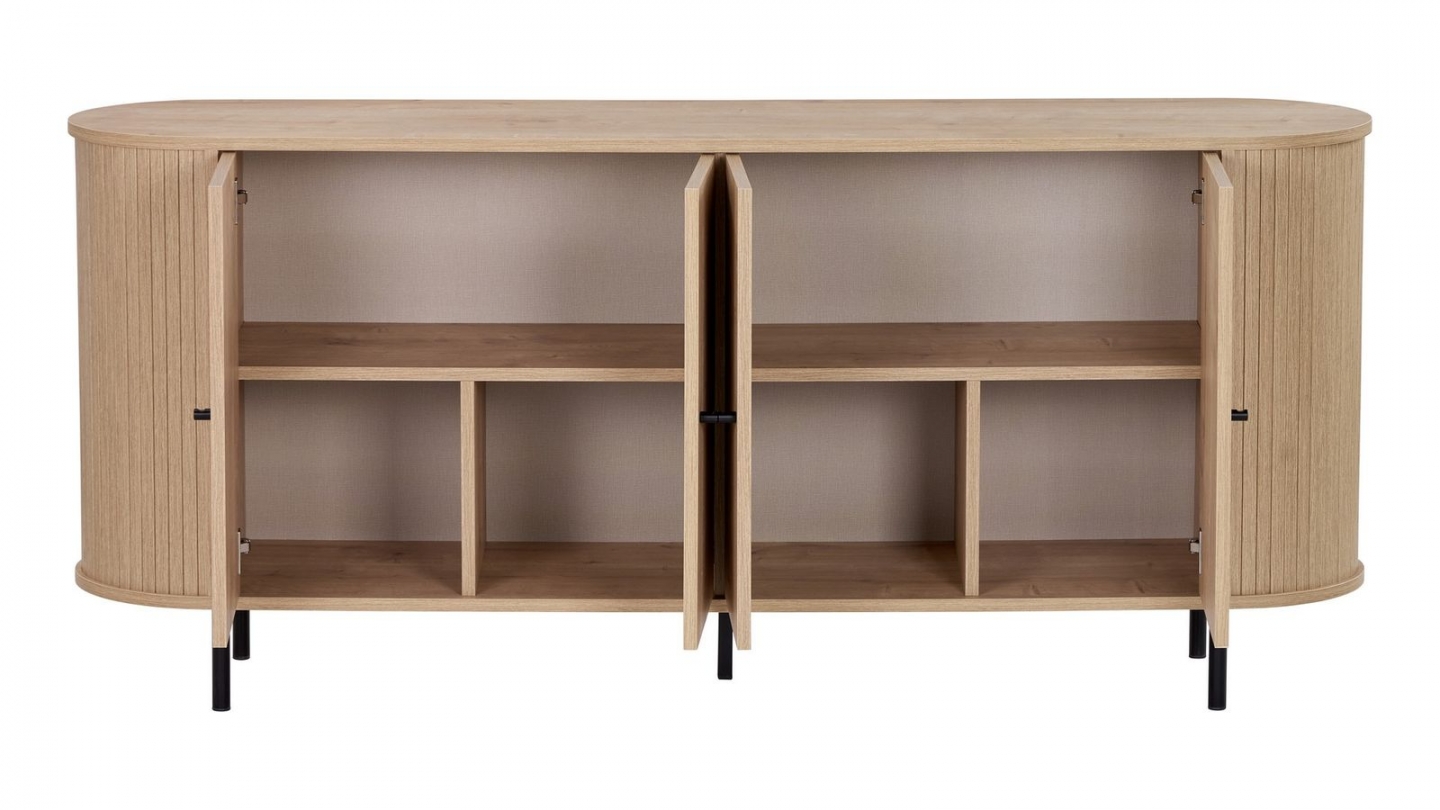 Buffet 4 portes effet chêne clair 180 cm - Piera Buffet 4 portes effet chêne clair 180 cm - Piera