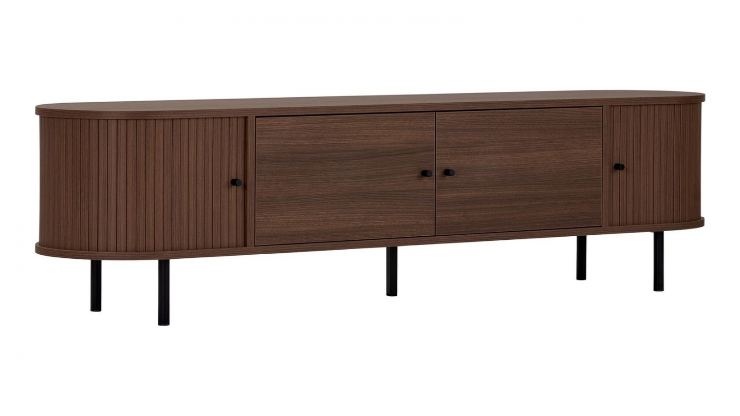 Meuble TV 4 portes effet noyer 180 cm - Enzia Meuble TV 4 portes effet noyer 180 cm - Enzia