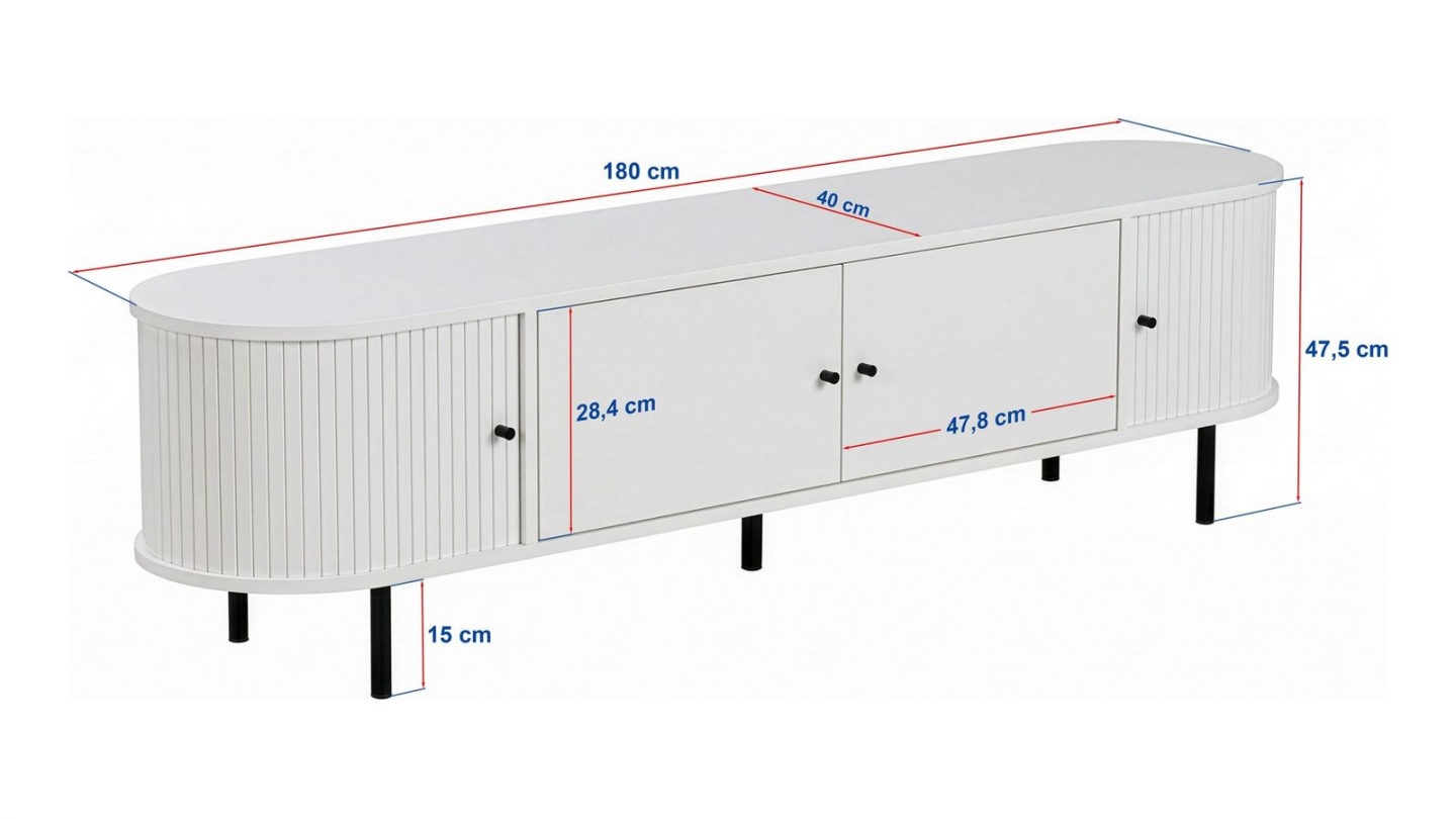 Meuble TV 4 portes effet noyer 180 cm - Enzia Meuble TV 4 portes effet noyer 180 cm - Enzia