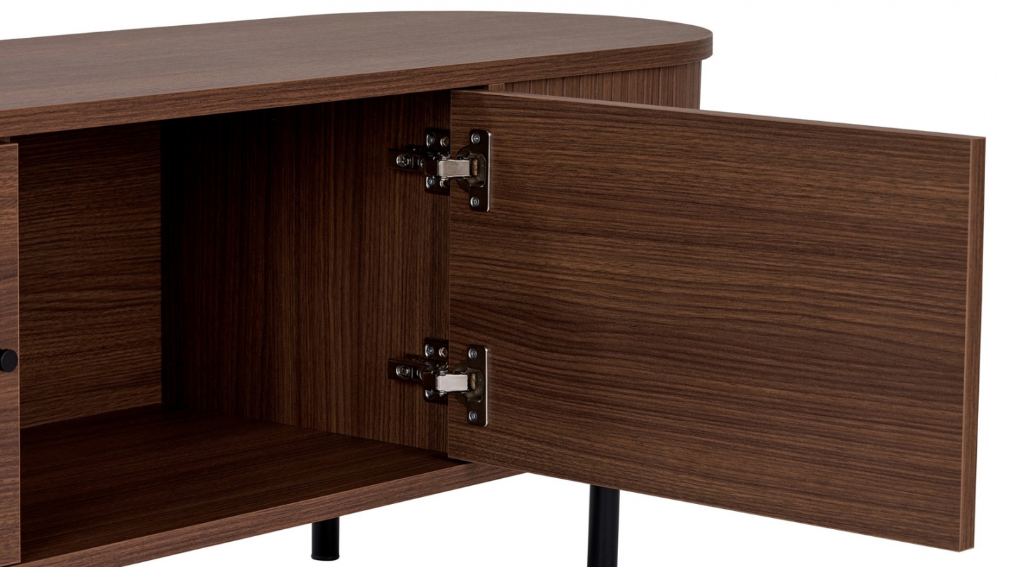 Meuble TV 4 portes effet noyer 180 cm - Enzia Meuble TV 4 portes effet noyer 180 cm - Enzia