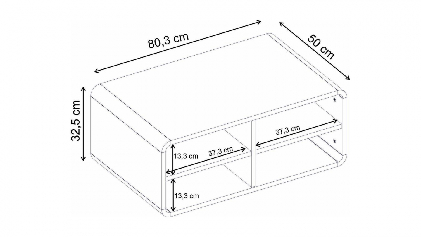 Table basse 4 niches naturel 80,3 cm - Grina Table basse 4 niches naturel 80,3 cm - Grina