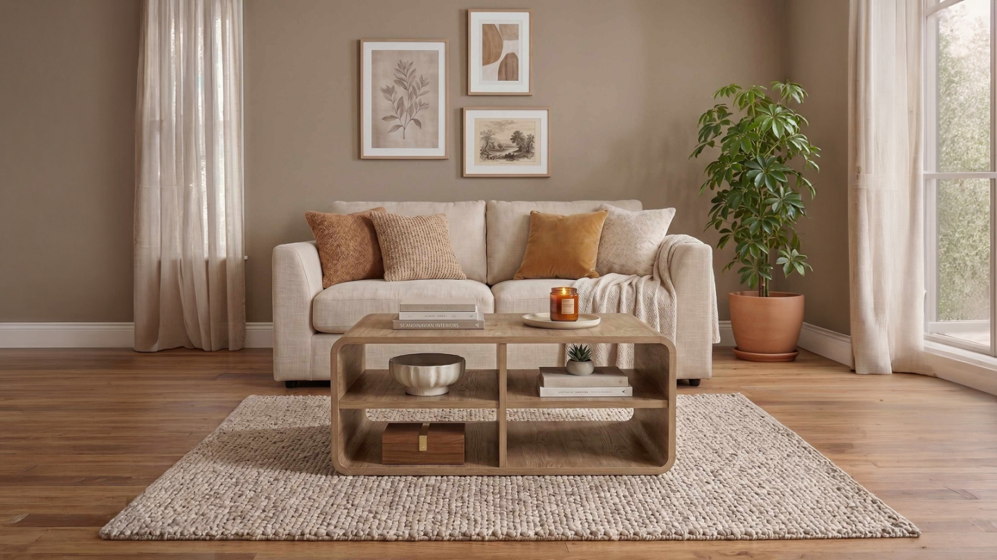 Table basse 4 niches naturel 80,3 cm - Grina Table basse 4 niches naturel 80,3 cm - Grina