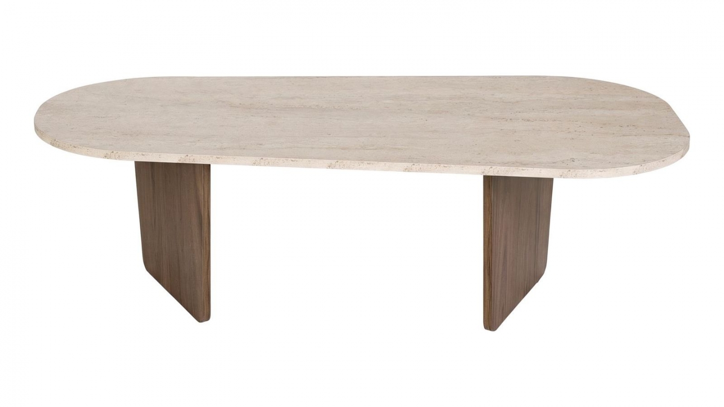 Table basse effet travertin et noyer 130 cm - Ceane Table basse effet travertin et noyer 130 cm - Ceane