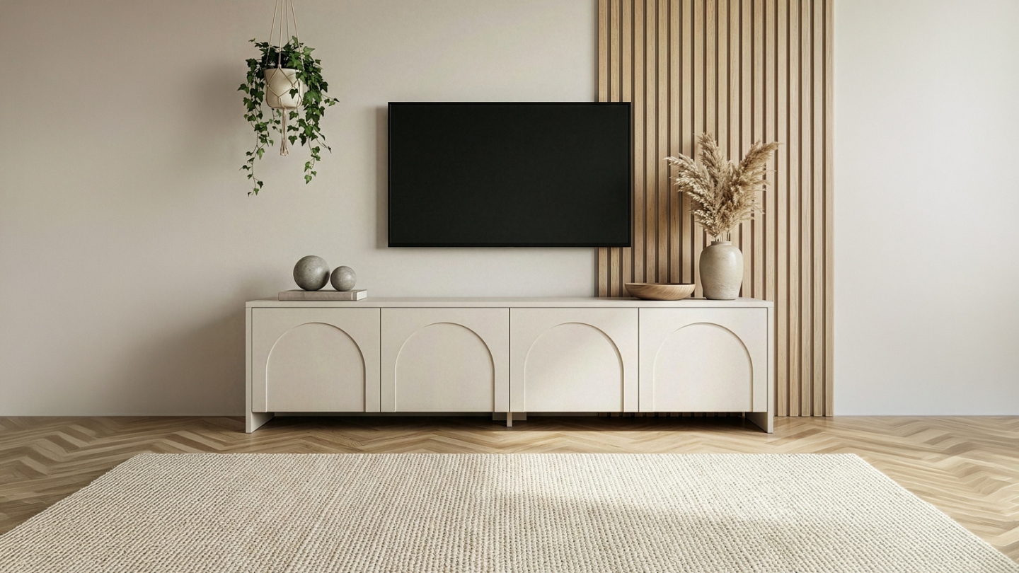 Meuble TV 4 portes crème 180 cm - Vela Meuble TV 4 portes crème 180 cm - Vela