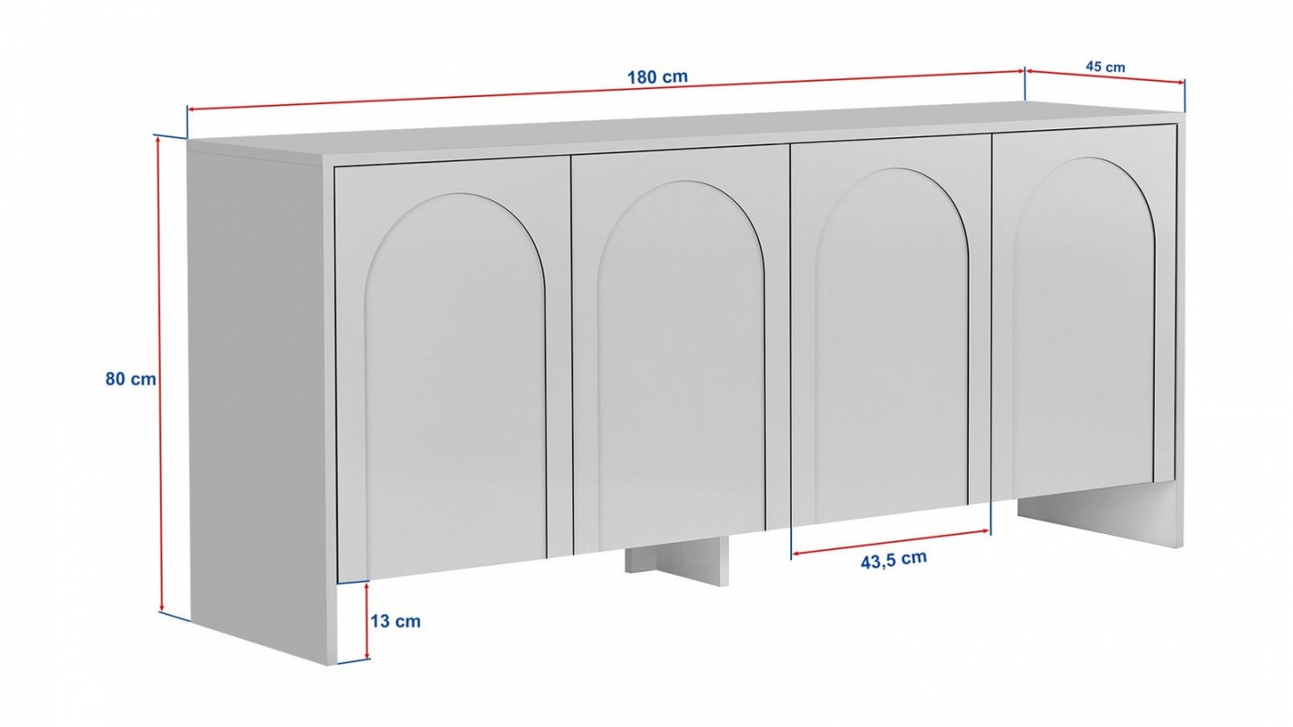 Buffet 4 portes taupe 180 cm - Tiva Buffet 4 portes taupe 180 cm - Tiva