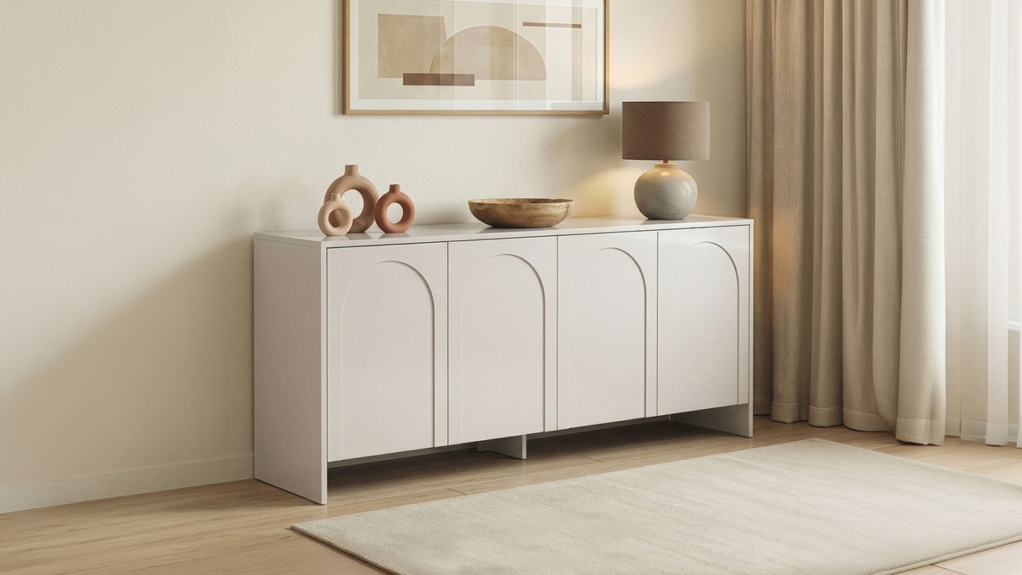 Buffet4 portes crème 180 cm - Tiva Buffet4 portes crème 180 cm - Tiva