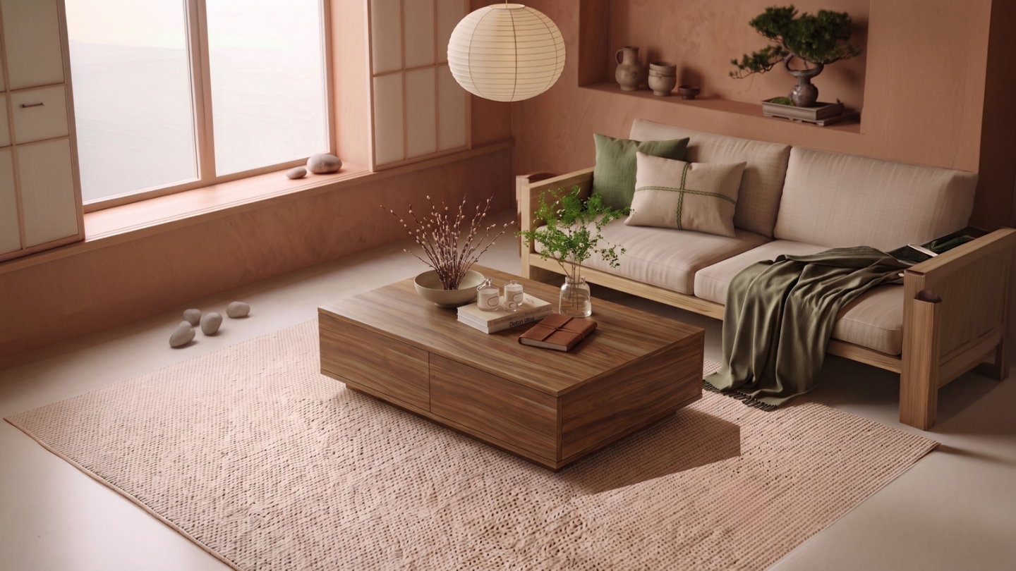 Table basse 2 portes effet noyer 90 cm - Vona Table basse 2 portes effet noyer 90 cm - Vona