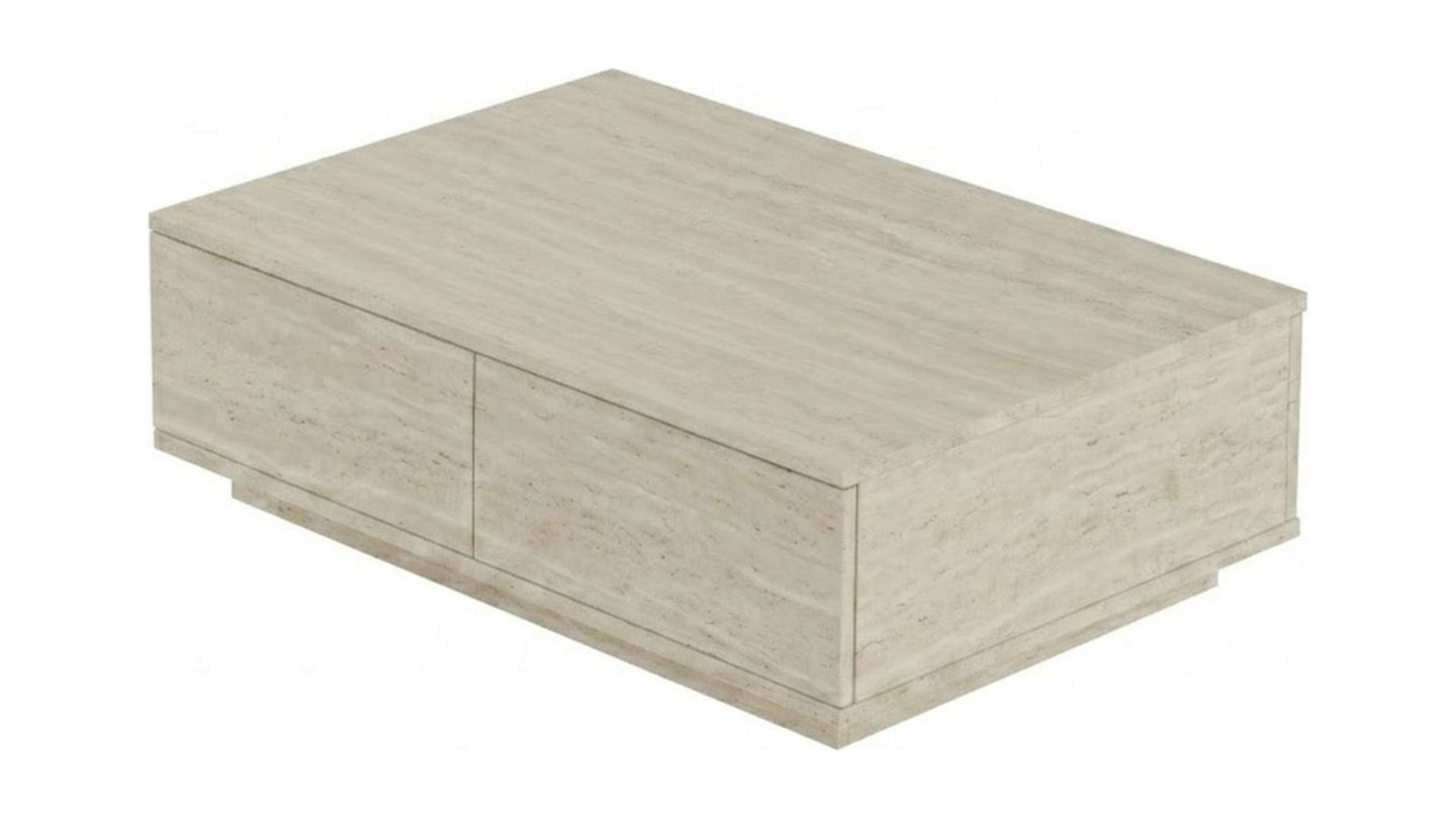 Table basse 2 portes effet travertin 90 cm - Vona Table basse 2 portes effet travertin 90 cm - Vona