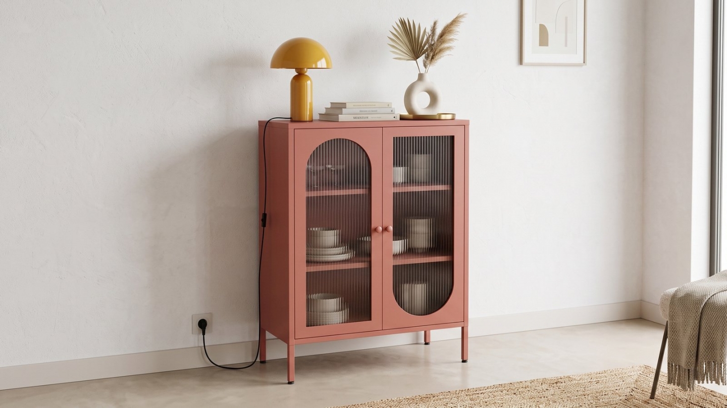 Buffet 2 portes en métal terracotta 70 cm - Ysia Buffet 2 portes en métal terracotta 70 cm - Ysia