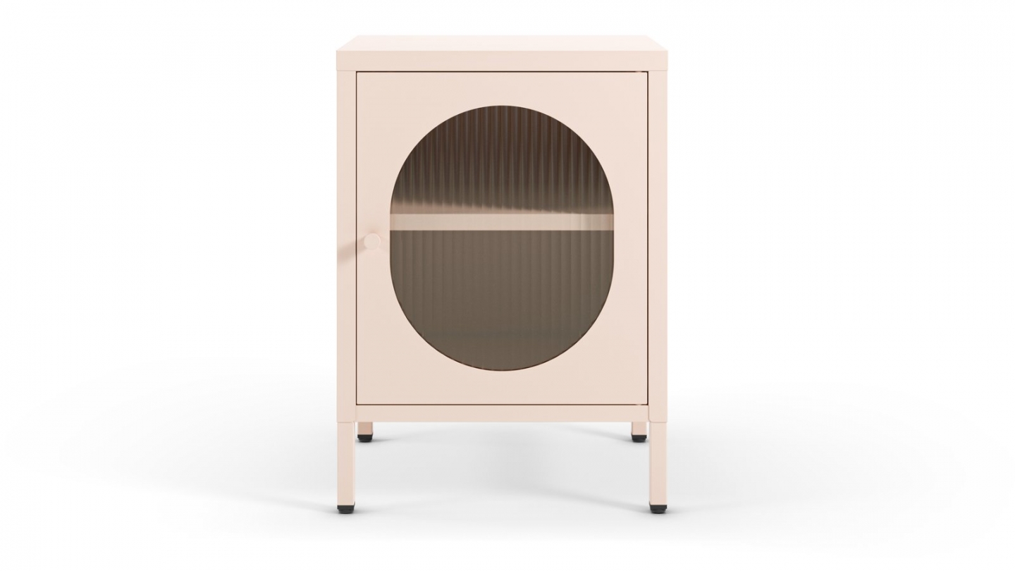 Table de chevet 1 porte en métal rose blush 40 cm - Ysia Table de chevet 1 porte en métal rose blush 40 cm - Ysia