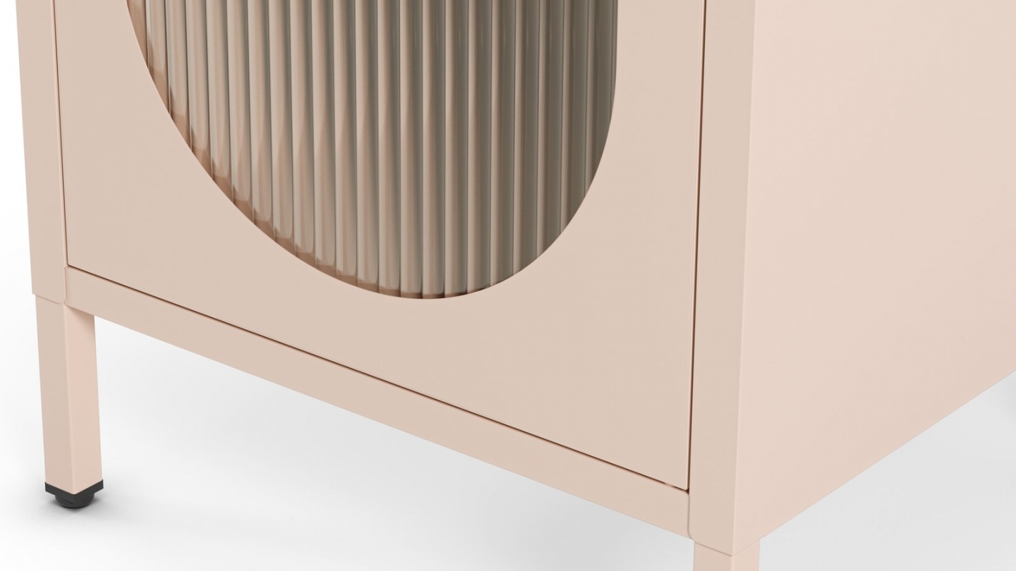 Table de chevet 1 porte en métal rose blush 40 cm - Ysia Table de chevet 1 porte en métal rose blush 40 cm - Ysia