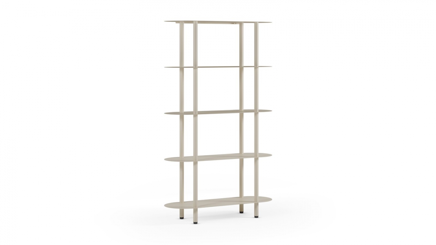Etagère bibliothèque arrondie 5 niveaux en métal beige clair 90 cm - Ysia Etagère bibliothèque arrondie 5 niveaux en métal beige clair 90 cm - Ysia