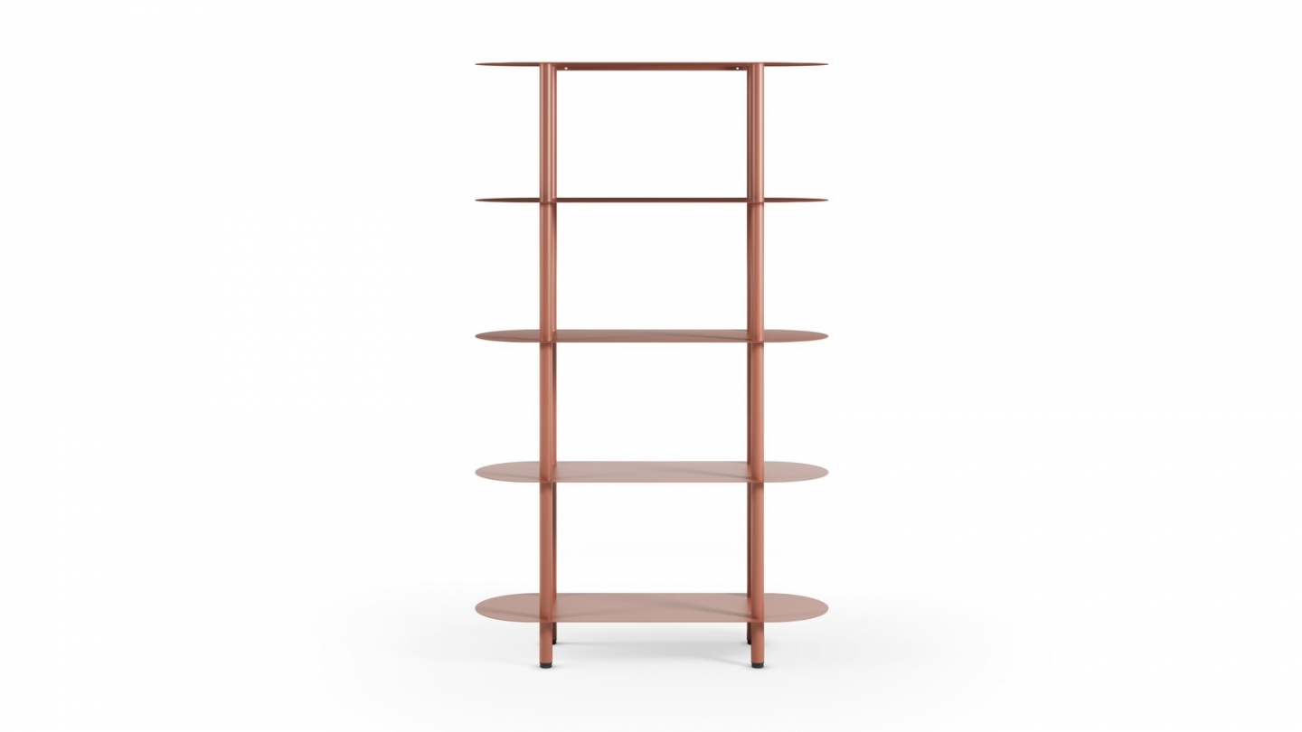 Etagère bibliothèque arrondie 5 niveaux en métal terracotta 90 cm - Ysia Etagère bibliothèque arrondie 5 niveaux en métal terracotta 90 cm - Ysia