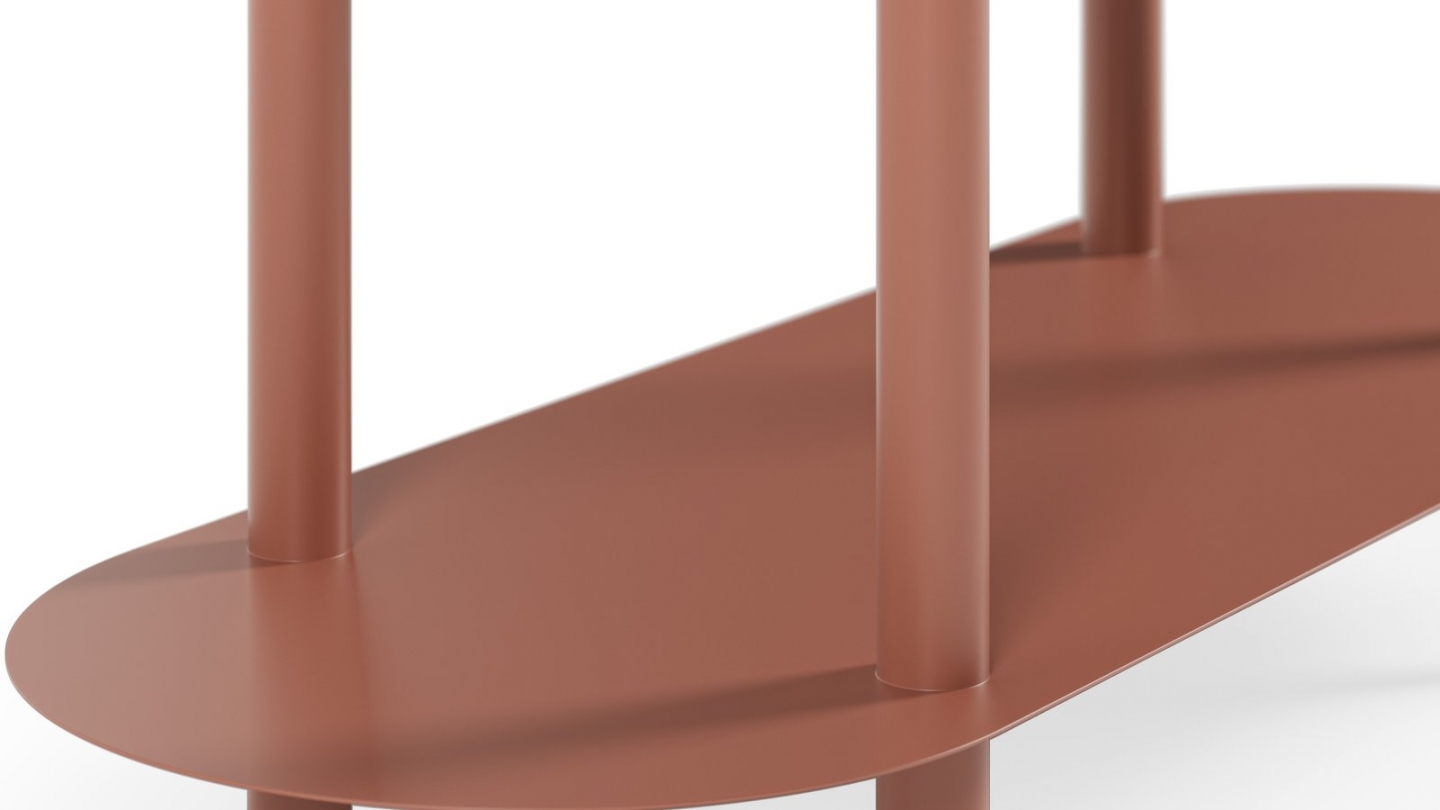 Etagère bibliothèque arrondie 5 niveaux en métal terracotta 90 cm - Ysia Etagère bibliothèque arrondie 5 niveaux en métal terracotta 90 cm - Ysia
