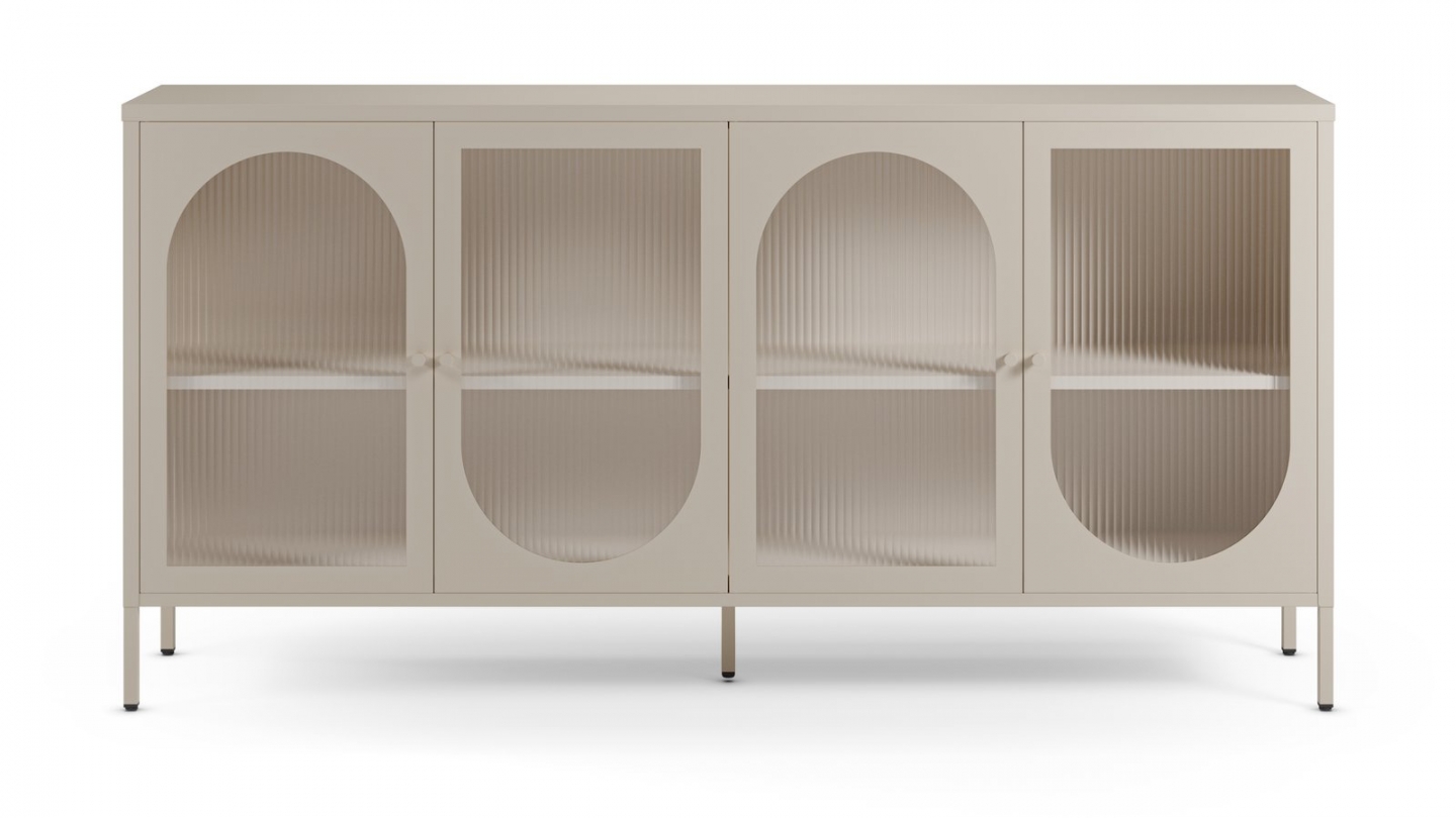 Buffet 4 portes en métal beige clair 160 cm - Ysia Buffet 4 portes en métal beige clair 160 cm - Ysia