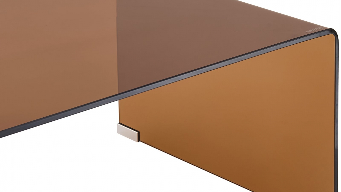 Table basse rectangulaire en verre trempé fumé 110x55 cm - Mysa Table basse rectangulaire en verre trempé fumé 110x55 cm - Mysa