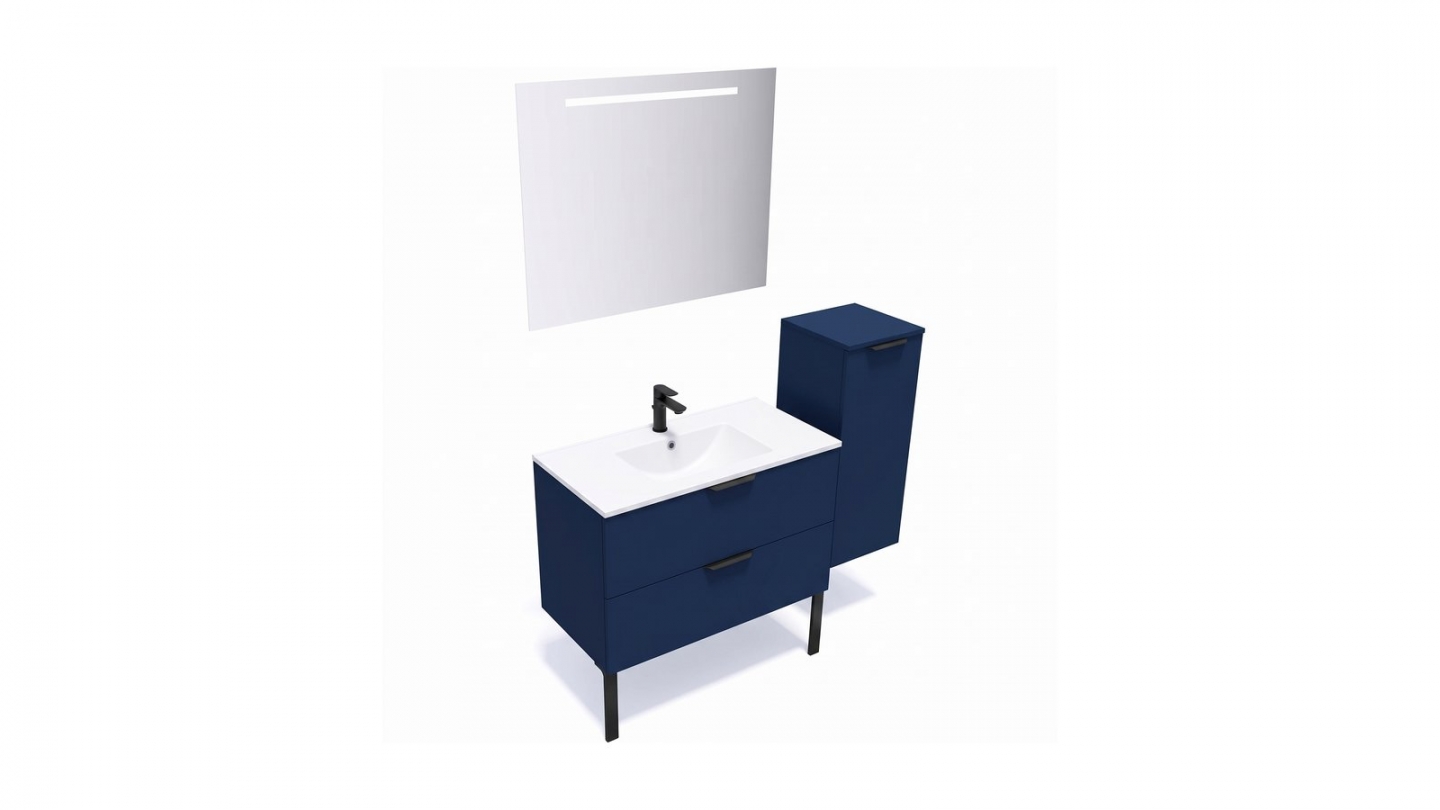 Meuble de salle de bain suspendu vasque intégrée 90cm 2 tiroirs Marine - Venice Meuble de salle de bain suspendu vasque intégrée 90cm 2 tiroirs Marine - Venice