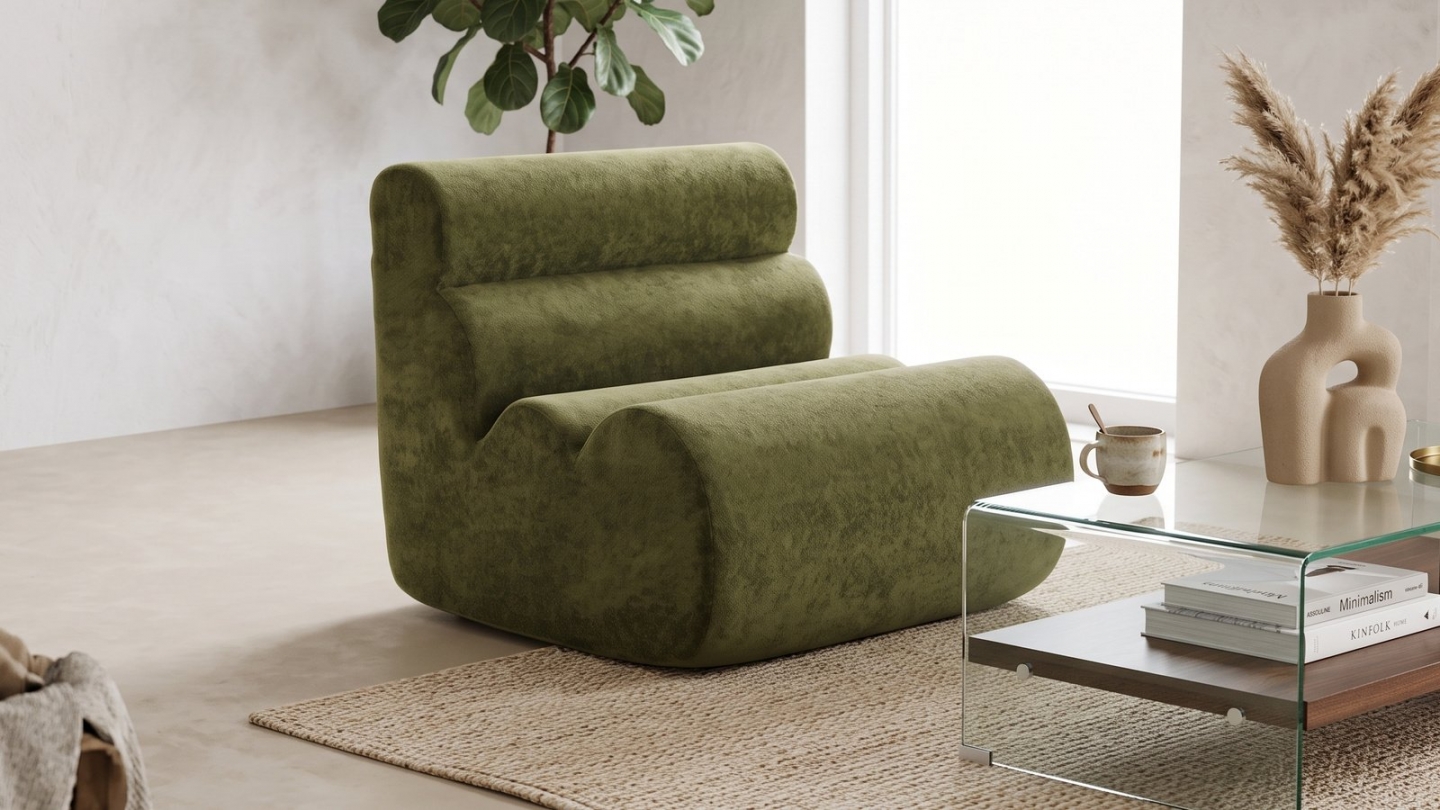Chauffeuse compressée en tissu chenille vert kaki - Billie Chauffeuse compressée en tissu chenille vert kaki - Billie
