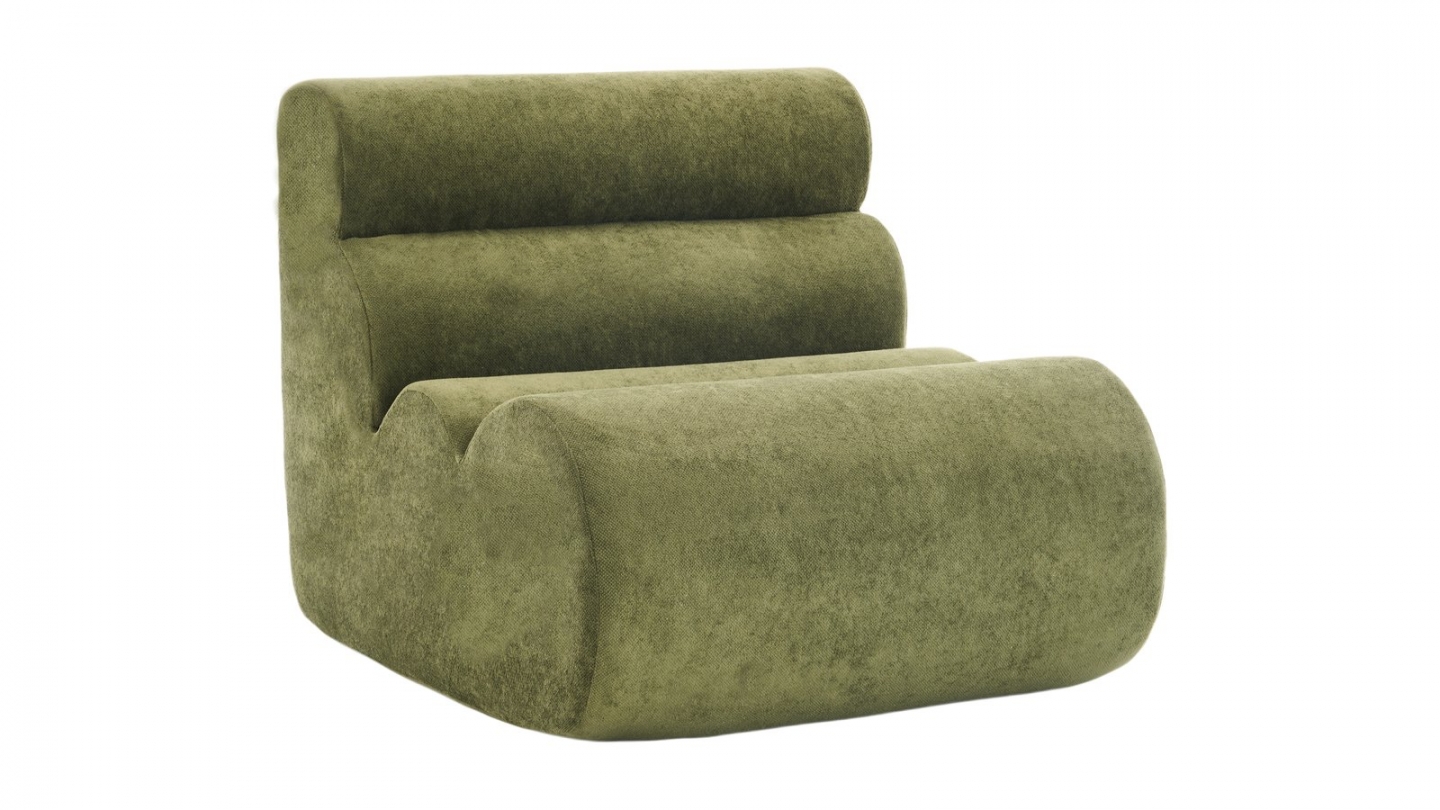 Chauffeuse compressée en tissu chenille vert kaki - Billie Chauffeuse compressée en tissu chenille vert kaki - Billie