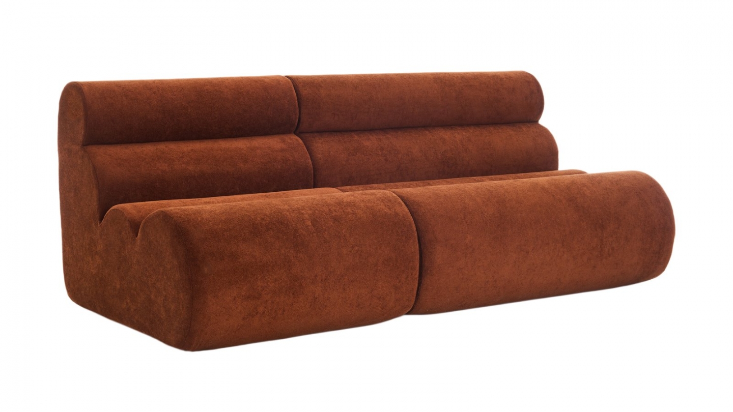Banquette compressée 2 places en tissu chenille rouille - Billie Banquette compressée 2 places en tissu chenille rouille - Billie