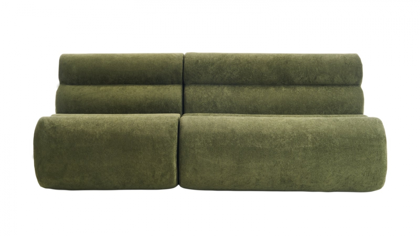 Banquette compressée 2 places en tissu chenille vert kaki - Billie Banquette compressée 2 places en tissu chenille vert kaki - Billie