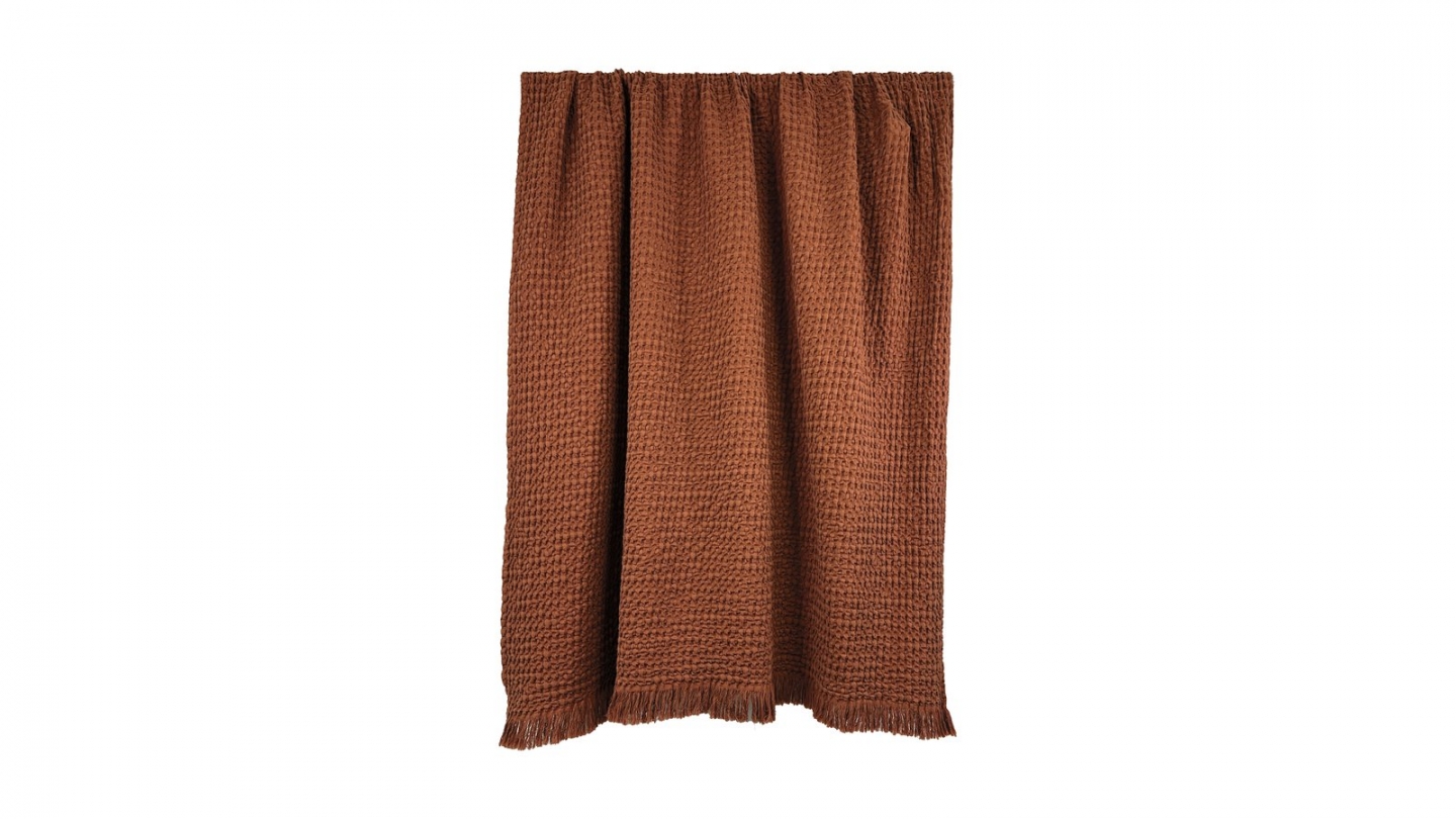 Plaid en coton effet nid d'abeille brick 130 x 200 cm - Tempo Plaid en coton effet nid d'abeille brick 130 x 200 cm - Tempo