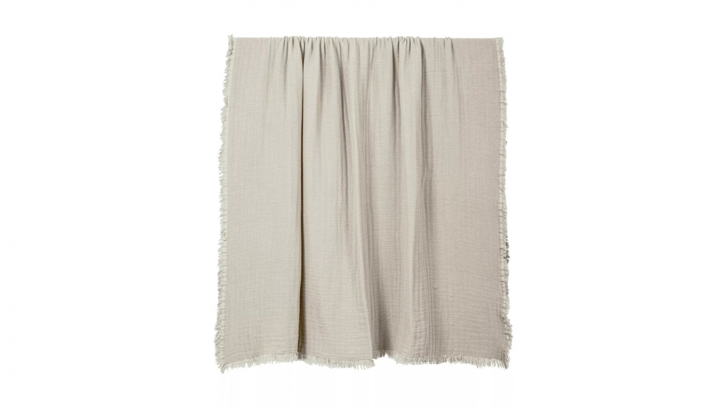 Plaid en coton lavé naturel 130 x 180 cm - Vanly Plaid en coton lavé naturel 130 x 180 cm - Vanly