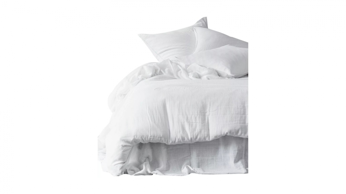 Drap housse en gaze de coton lavé Blanc 160 x 200 cm - Mykonos Drap housse en gaze de coton lavé Blanc 160 x 200 cm - Mykonos