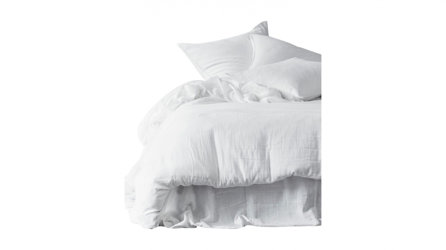 Housse de couette en gaze de coton lavé Blanc 240 x 220 cm - Mykonos Housse de couette en gaze de coton lavé Blanc 240 x 220 cm - Mykonos