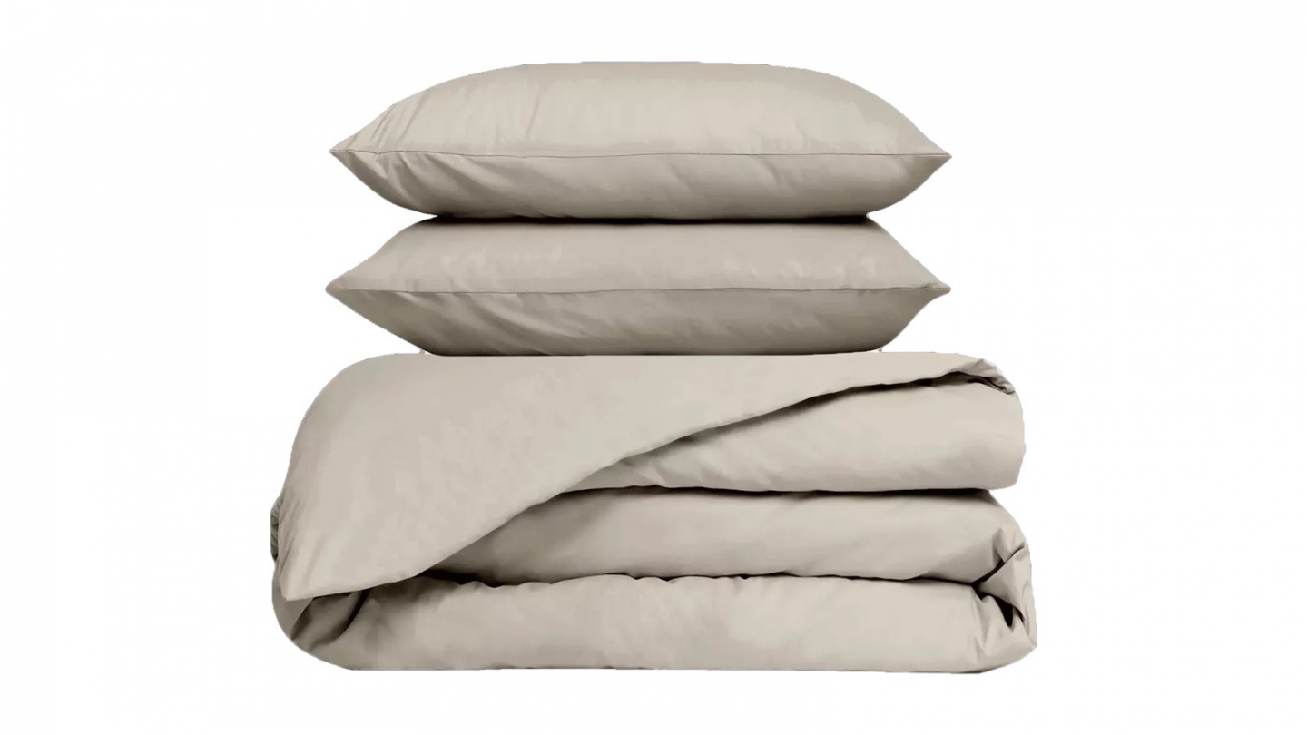 Ensemble Housse de couette & 2 taies d'oreiller en percale de coton lin 260x240 cm - Venezia Ensemble Housse de couette & 2 taies d'oreiller en percale de coton lin 260x240 cm - Venezia