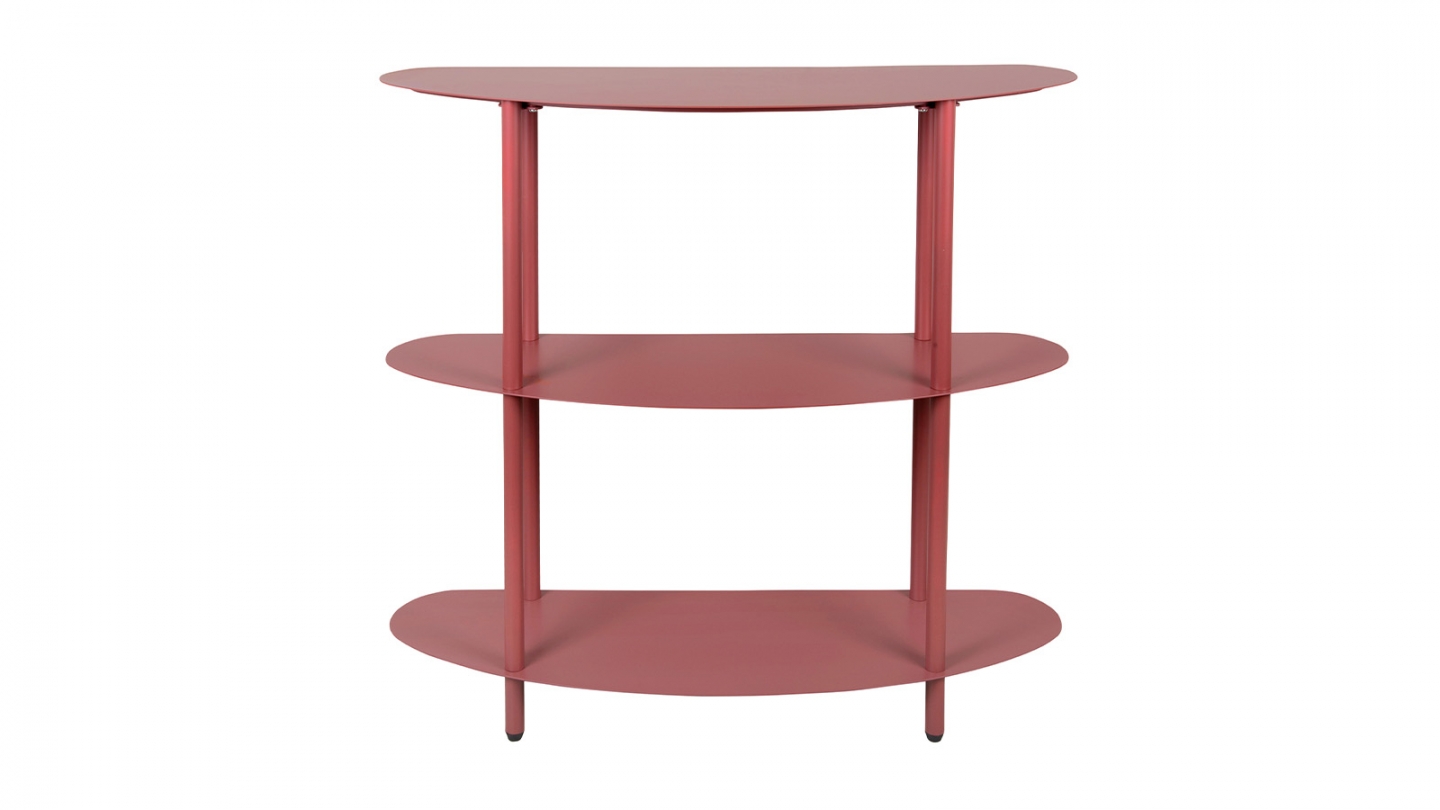 Console en métal 3 étagères bordeaux - Riqueza Console en métal 3 étagères bordeaux - Riqueza