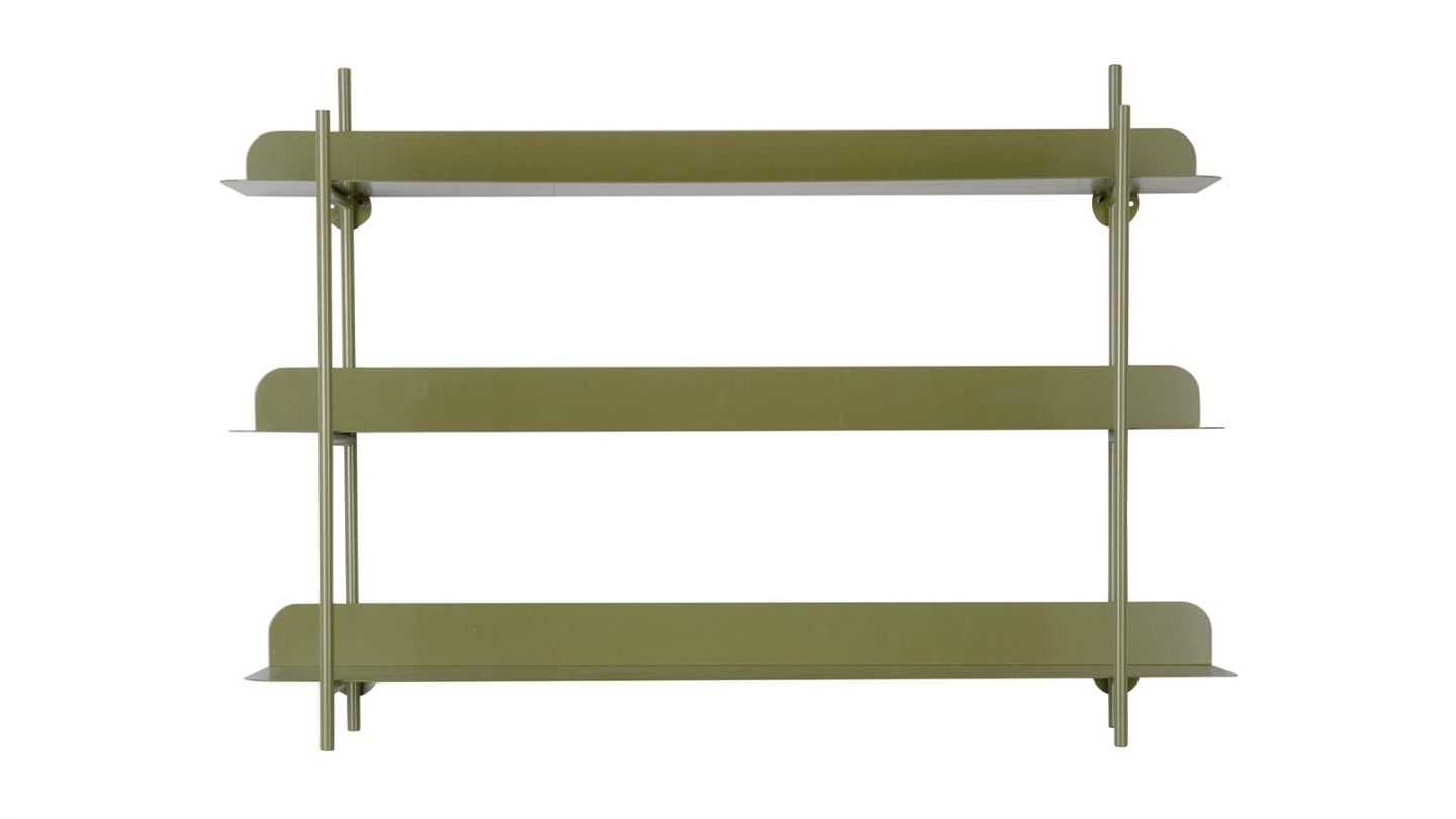 Etagère murale en métal vert kaki - Riqueza Etagère murale en métal vert kaki - Riqueza