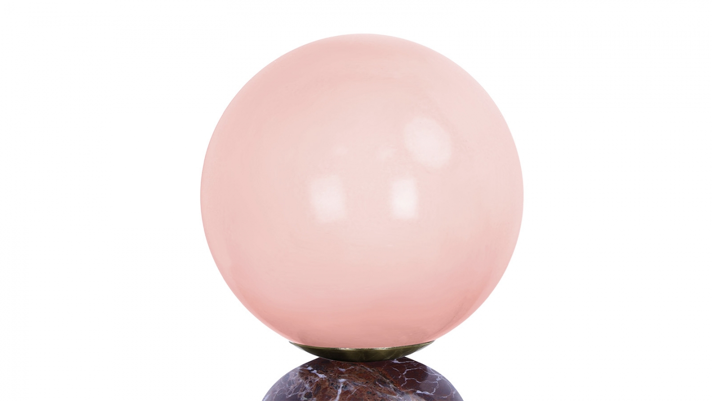 Lampe à poser sphérique en marbre bordeaux - taille S - Lazio Lampe à poser sphérique en marbre bordeaux - taille S - Lazio