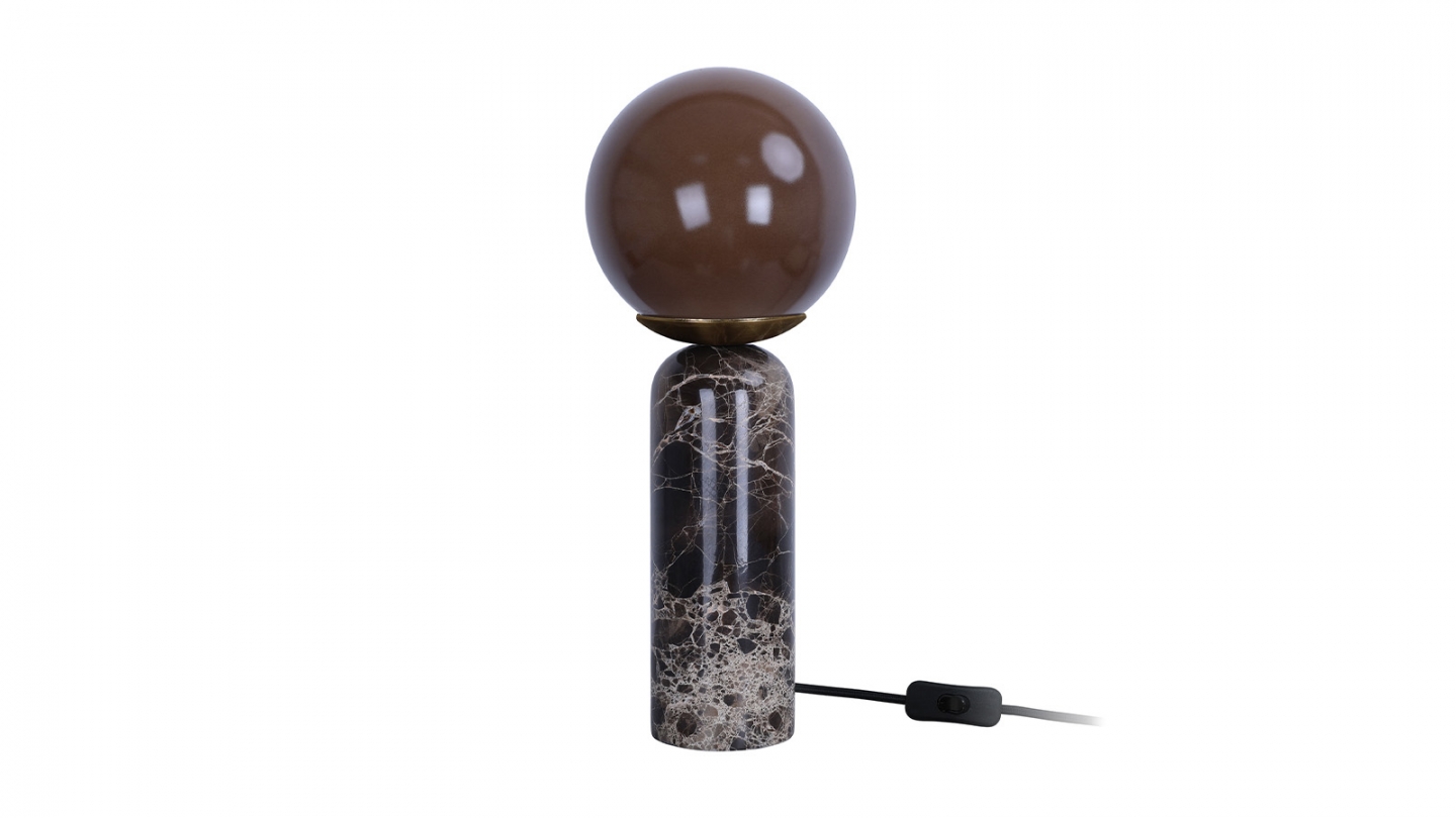 Lampe à poser sphérique en marbre chocolat - taille M - Lazio Lampe à poser sphérique en marbre chocolat - taille M - Lazio
