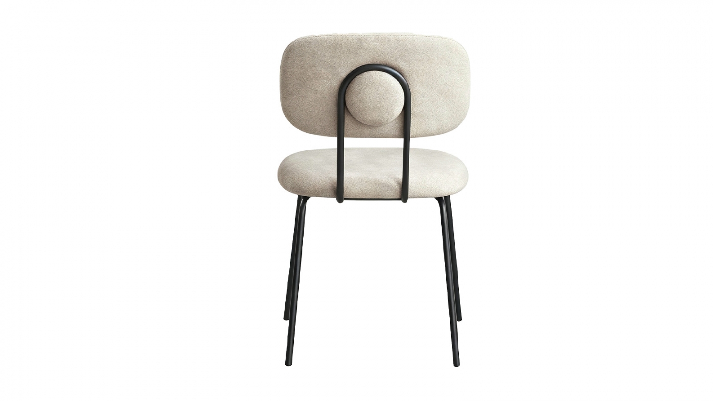 Lot de 4 chaises en tissu chenille beige foncé et piètement noir - Lucie Lot de 4 chaises en tissu chenille beige foncé et piètement noir - Lucie
