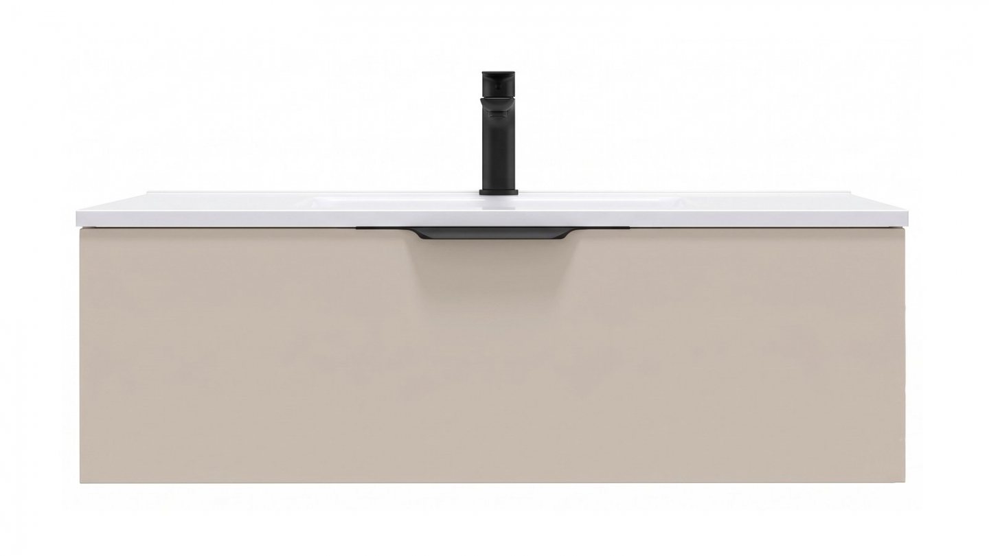 Meuble de salle de bain suspendu vasque intégrée 90cm 1 tiroir Beige - Venice Meuble de salle de bain suspendu vasque intégrée 90cm 1 tiroir Beige - Venice
