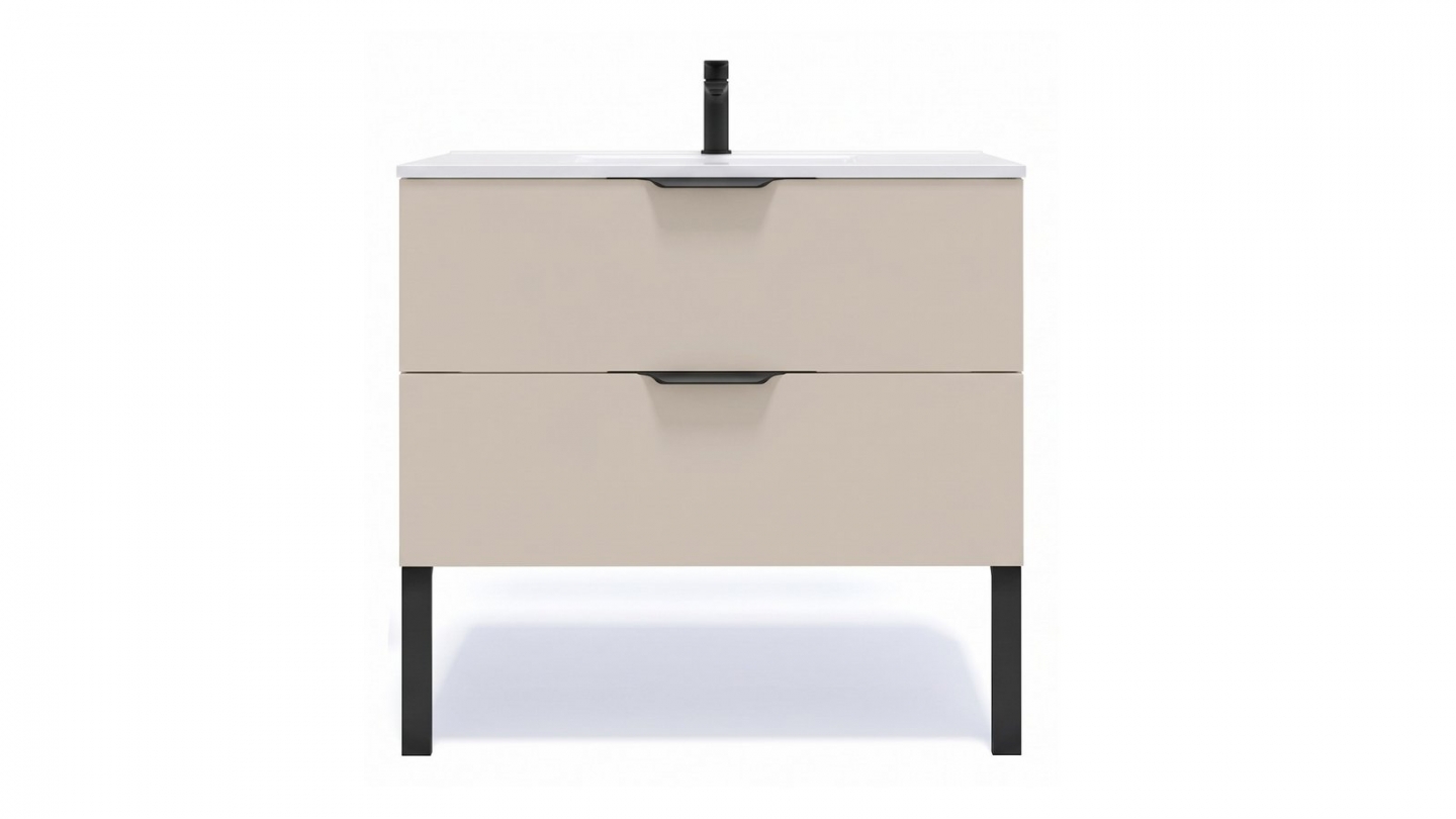 Meuble de salle de bain suspendu vasque intégrée 90cm 2 tiroirs Beige - Venice Meuble de salle de bain suspendu vasque intégrée 90cm 2 tiroirs Beige - Venice