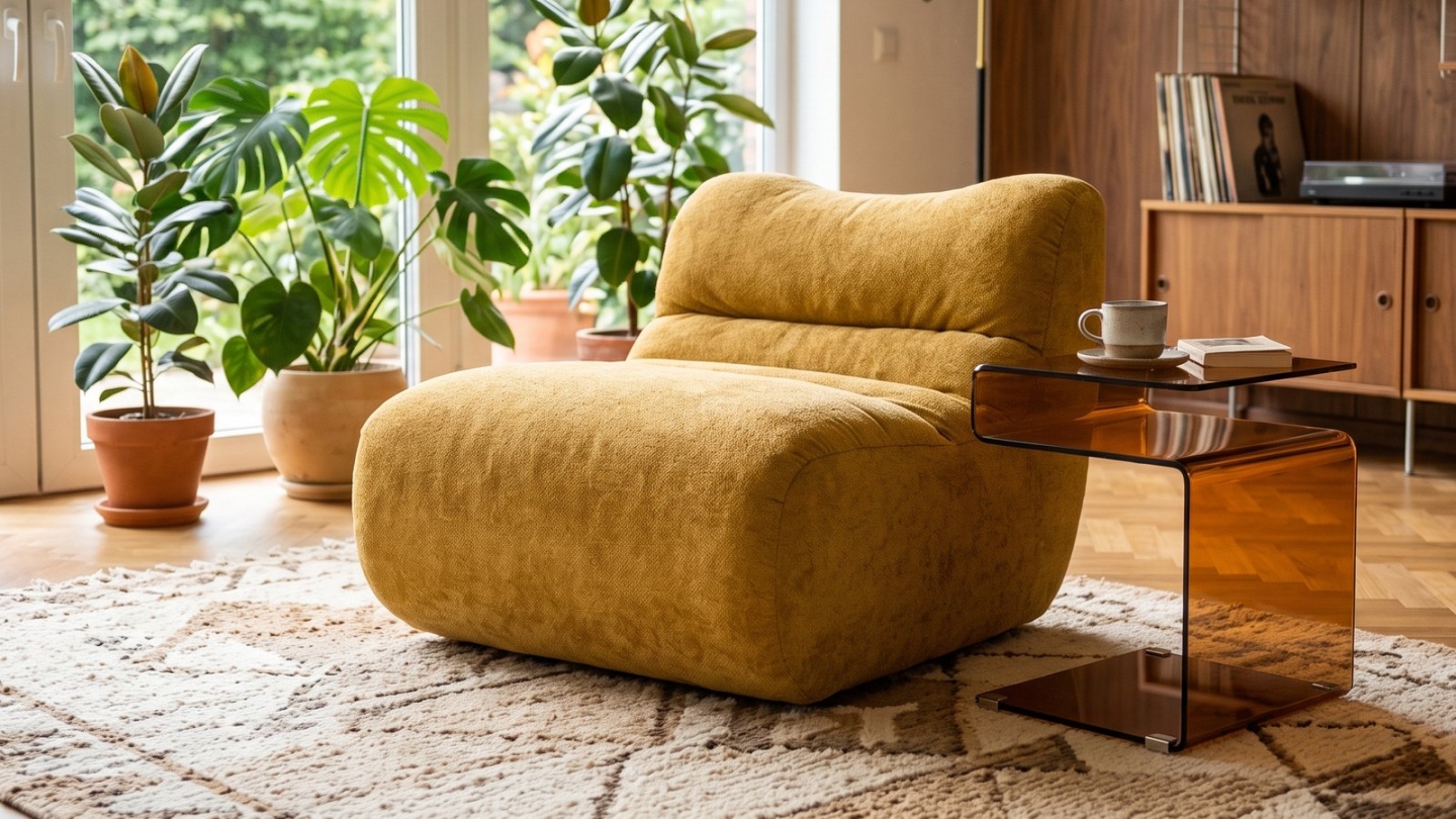 Chauffeuse compressée en tissu chenille bronze - Nido Chauffeuse compressée en tissu chenille bronze - Nido