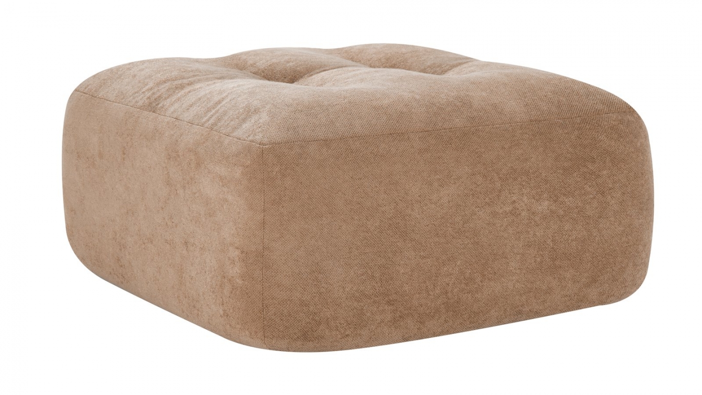 Pouf compressé en tissu chenille moka - Nido Pouf compressé en tissu chenille moka - Nido