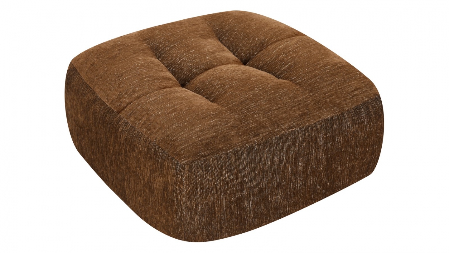 Pouf compressé en tissu chenille marron - Nido Pouf compressé en tissu chenille marron - Nido